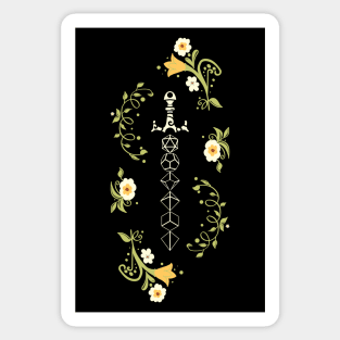 Floral Polyhedral Dice Sword Sticker